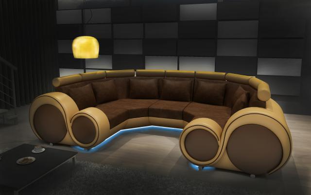 Halbrunde Designer Wohnlandschaft U-Form Modell BERLIN VIII 8-förmige